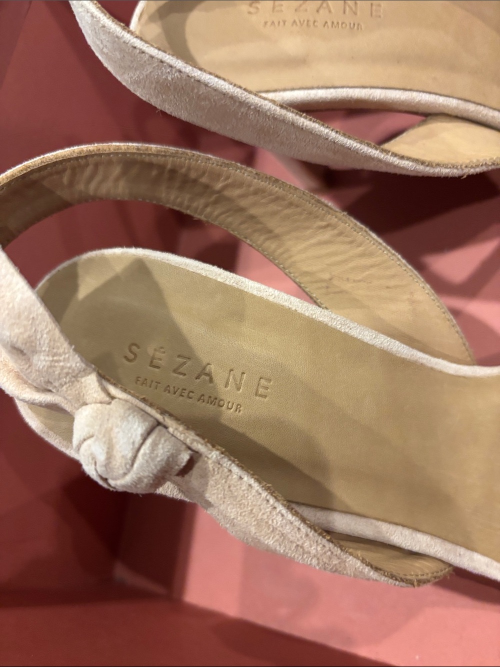 Sezane Cream Suede Slingback Heels brand new - Picture 3 of 4